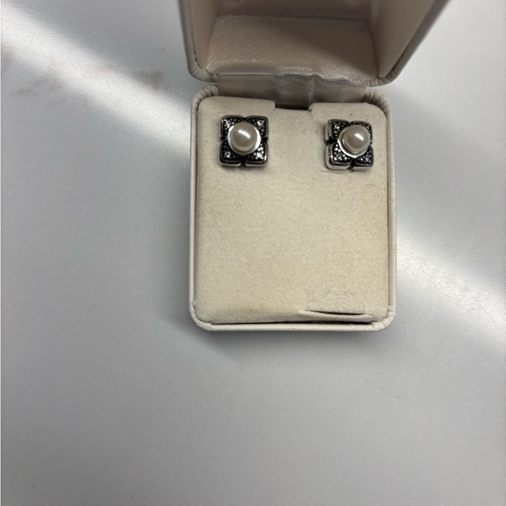 Elegant Faux Pearl Stud & Cubic Zirconia Stud Earrings